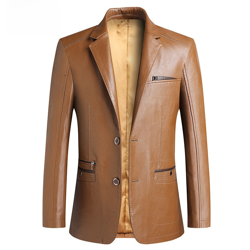 Men's PU leather casual suit jacket
