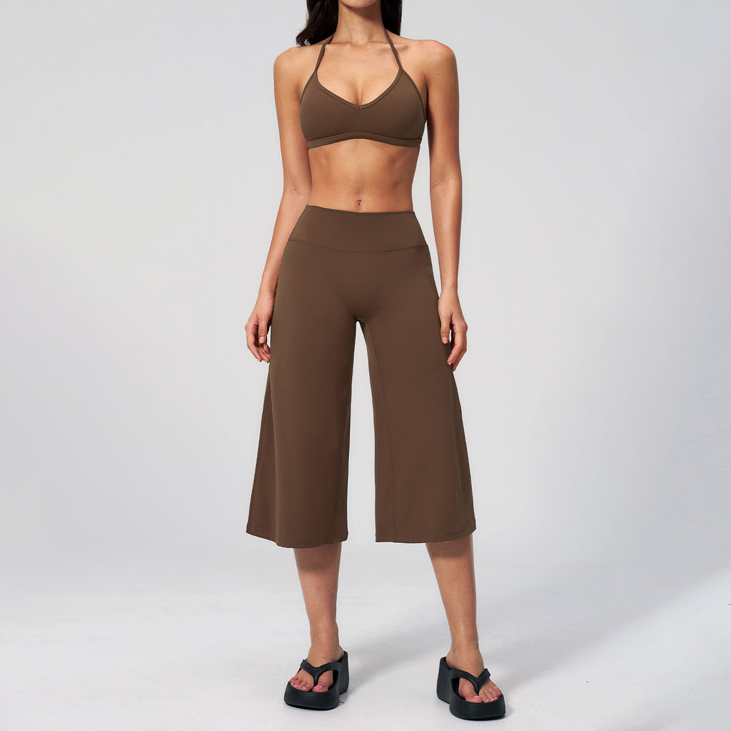 Womens Yoga Set Shockproof Bra High Waist Shorts Two Piece Workout Outfit