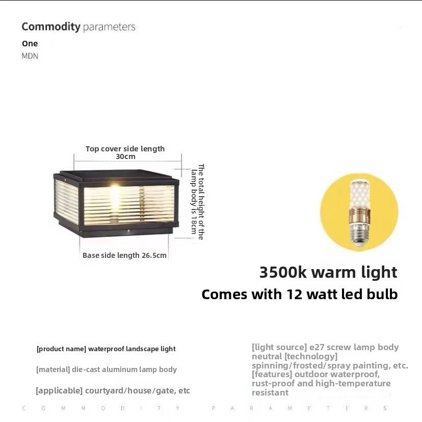 Solar-powered outdoor waterproof post light