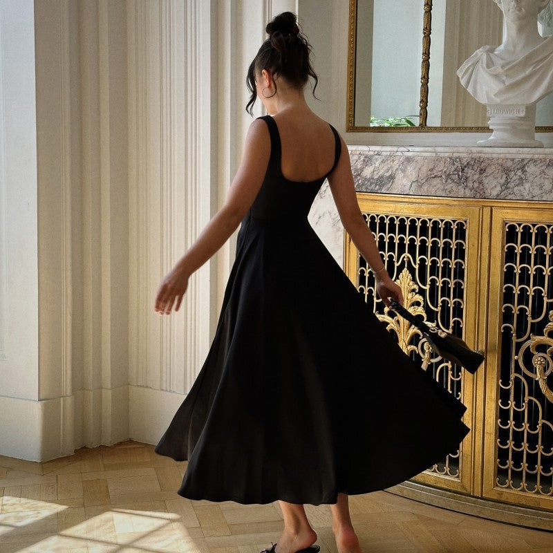 Elegant Square Neck Sleeveless Dress