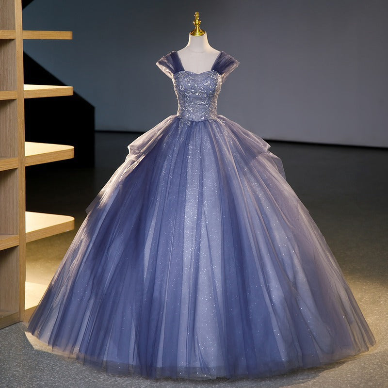 French evening dress one-shoulder