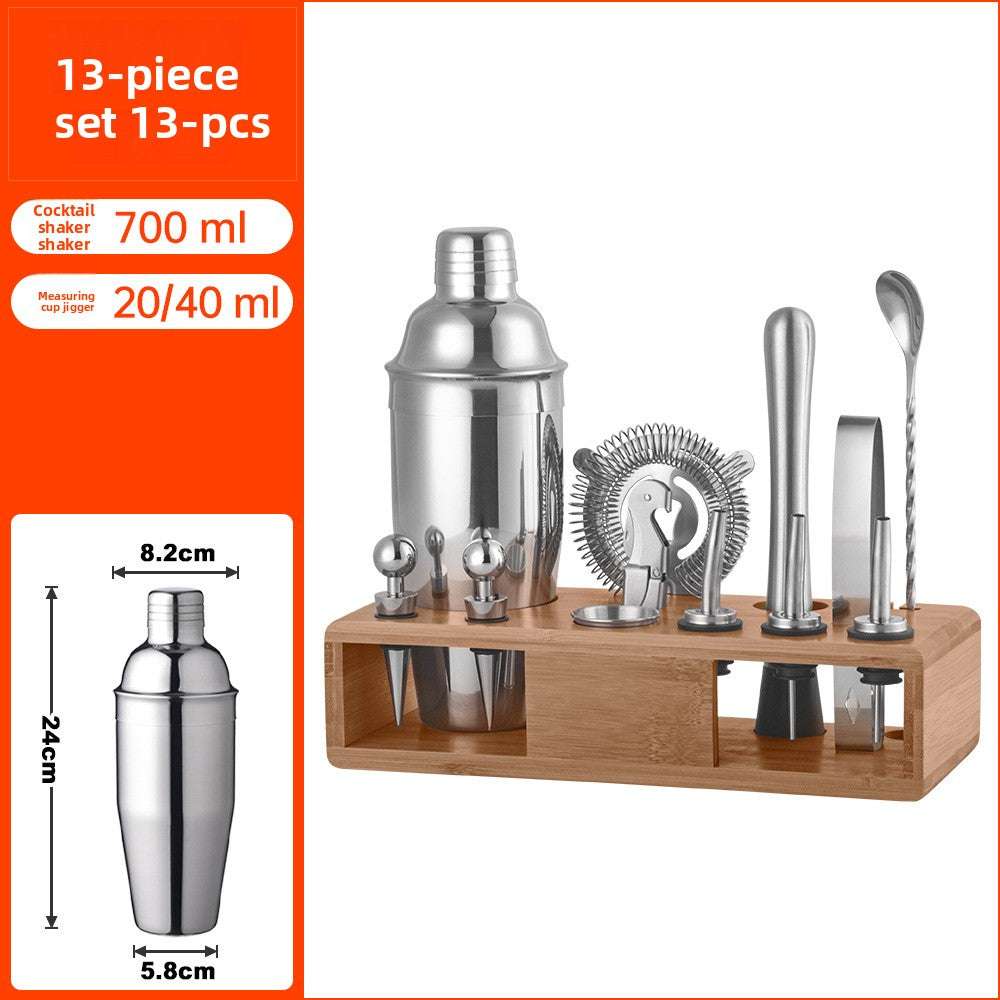 Professional Bartender Kit with Bamboo Rack Cocktail Shaker Set