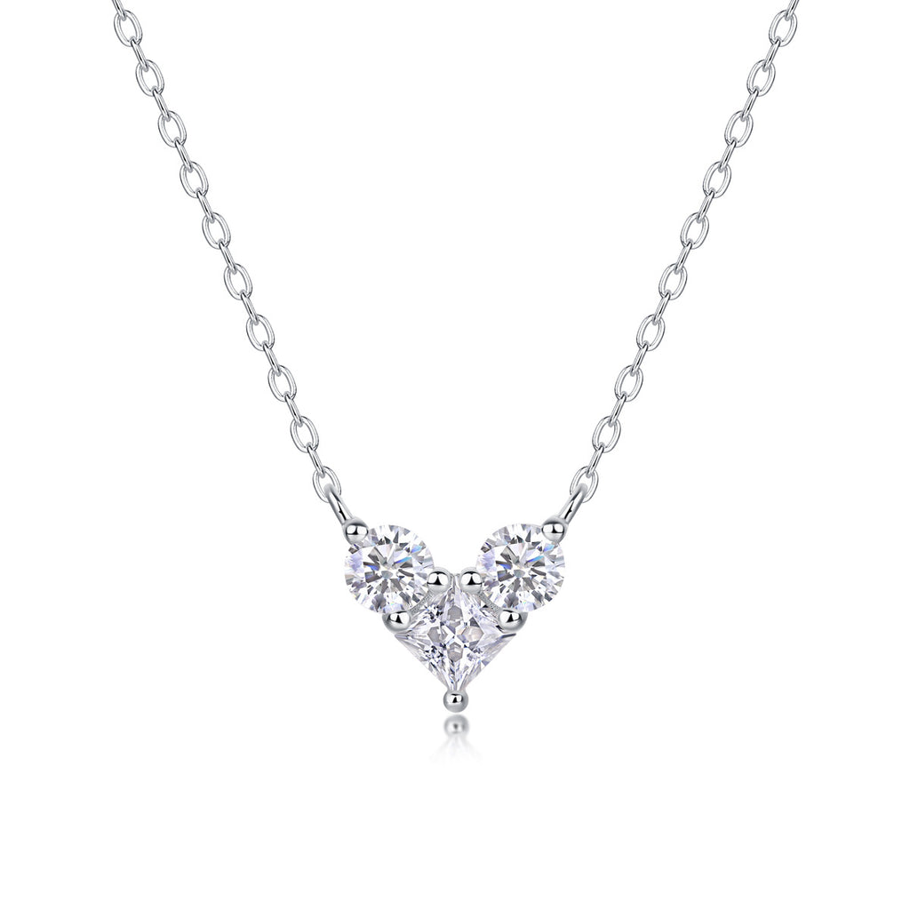 Sterling Silver Moissanite Geometric Pendant Necklace