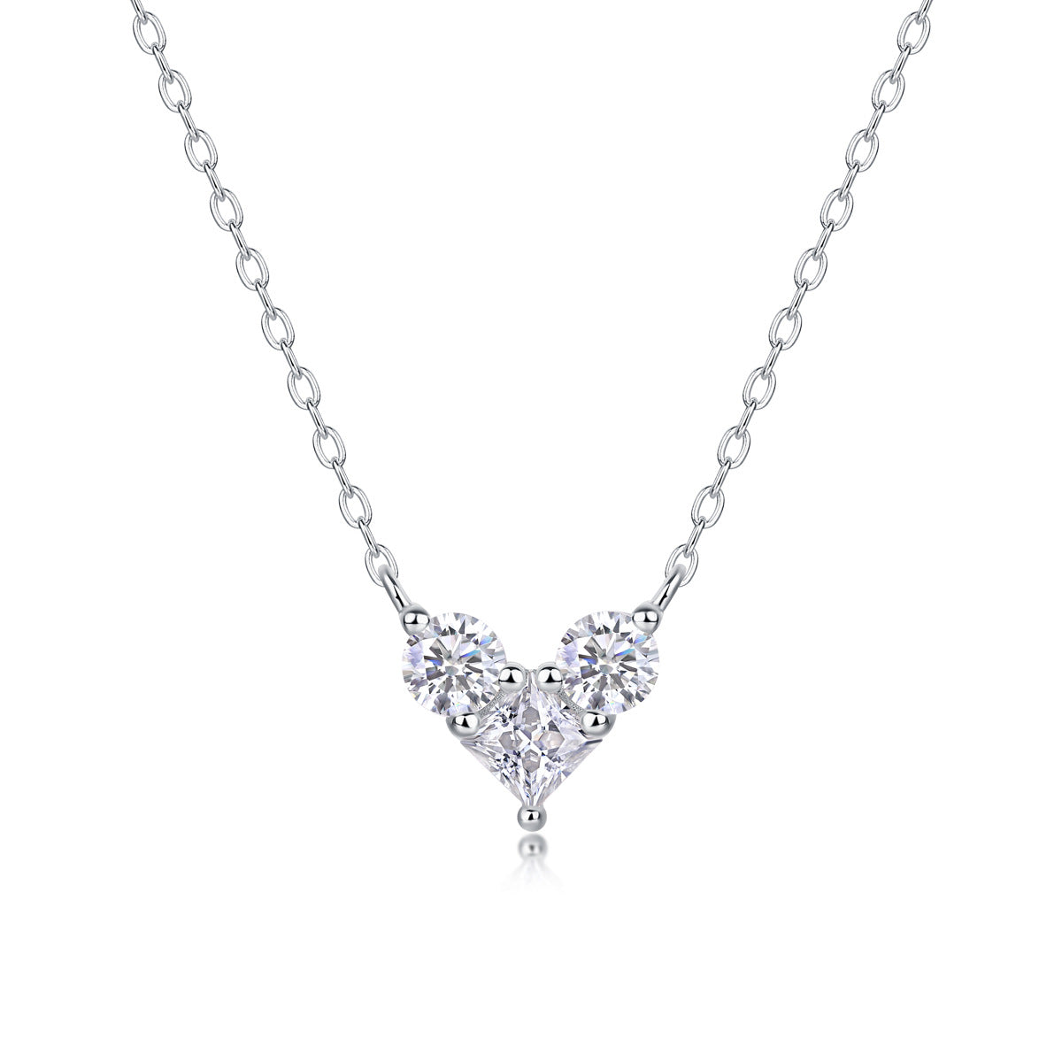 Sterling Silver Moissanite Geometric Pendant Necklace