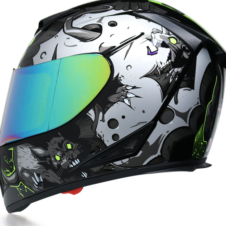 Full face bicycle helmet with dual lens