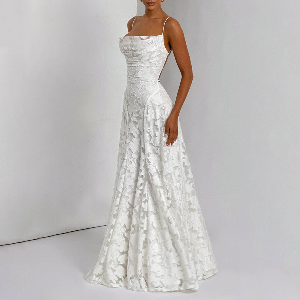 Elegant Back Tie A Line Dress