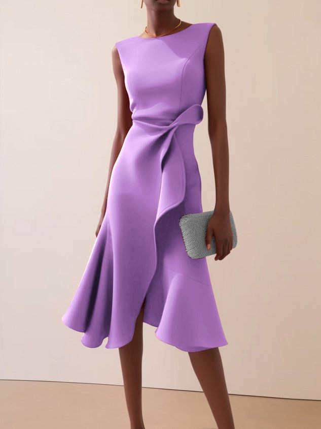 Sleeveless Round Neck Elegant Dress
