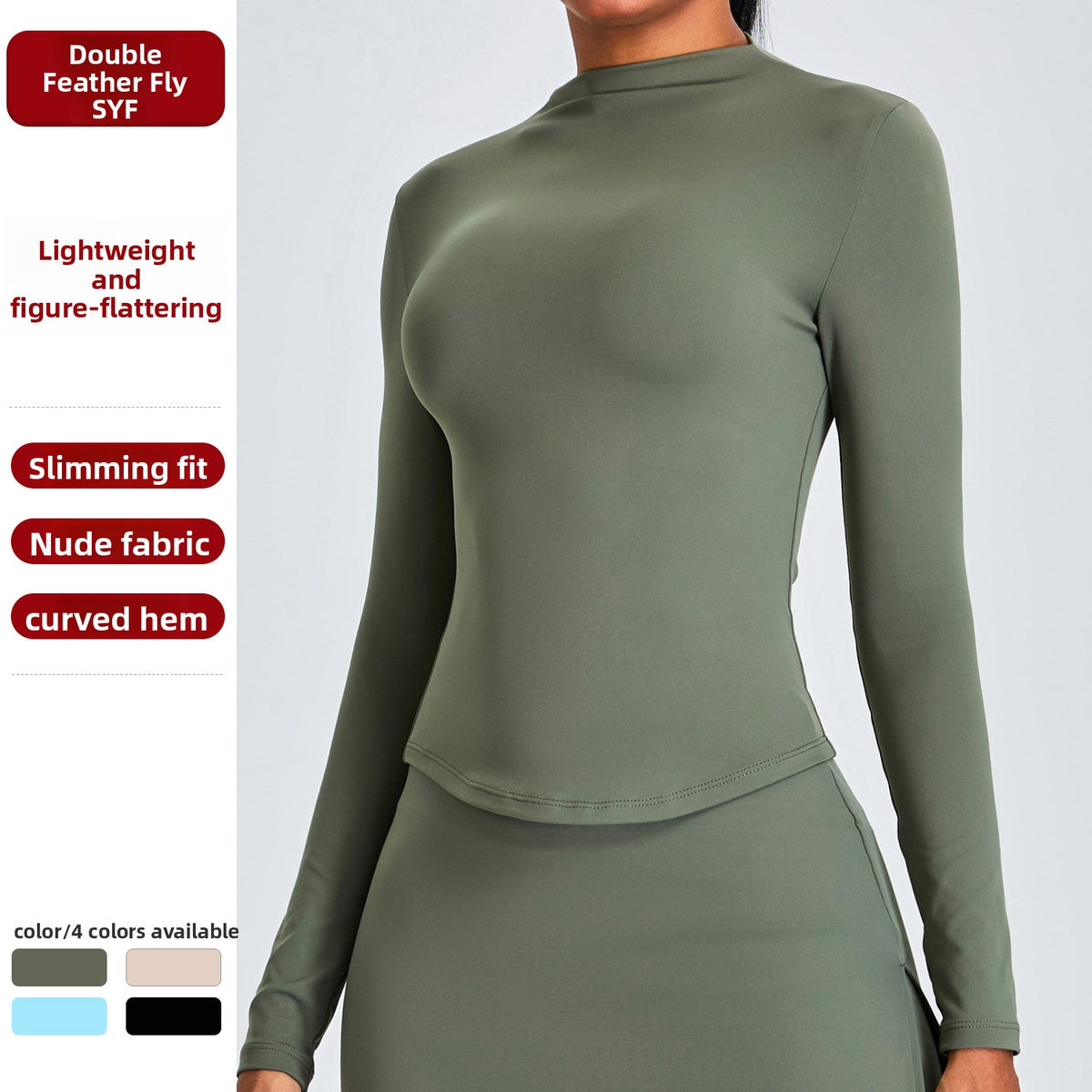 Womens High Neck Long Sleeve Fitness Top