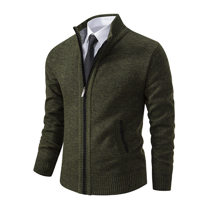 Plus Size Men Stand Collar Casual Cardigan Jacket
