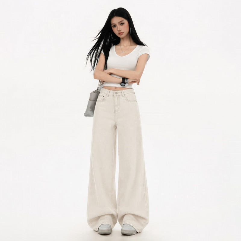 American Style Low Waist Slimming Loose Wide Leg Casual Jeans