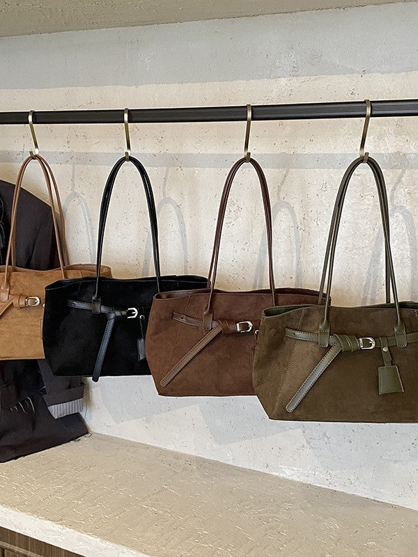French Style Matte Baguette Shoulder Bag