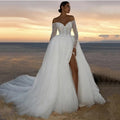 Long Sleeve Lace Wedding Dress with Sheer Mesh