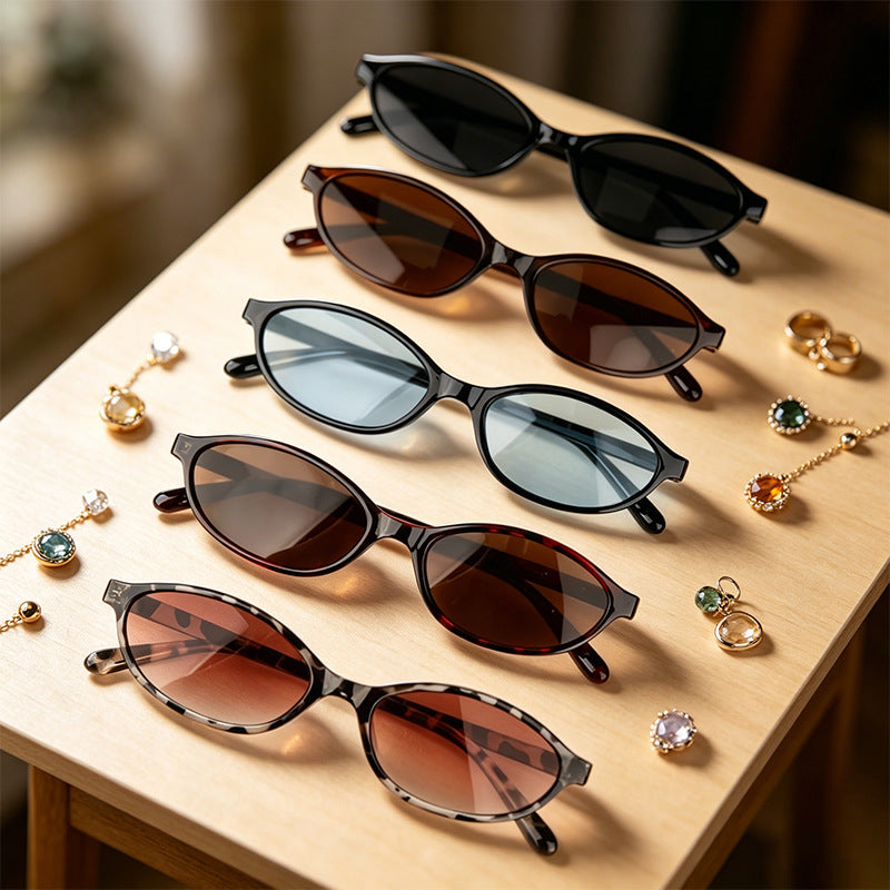 Women's Oval Cat-Eye UV400 Sunglasses Lightweight PC Frame