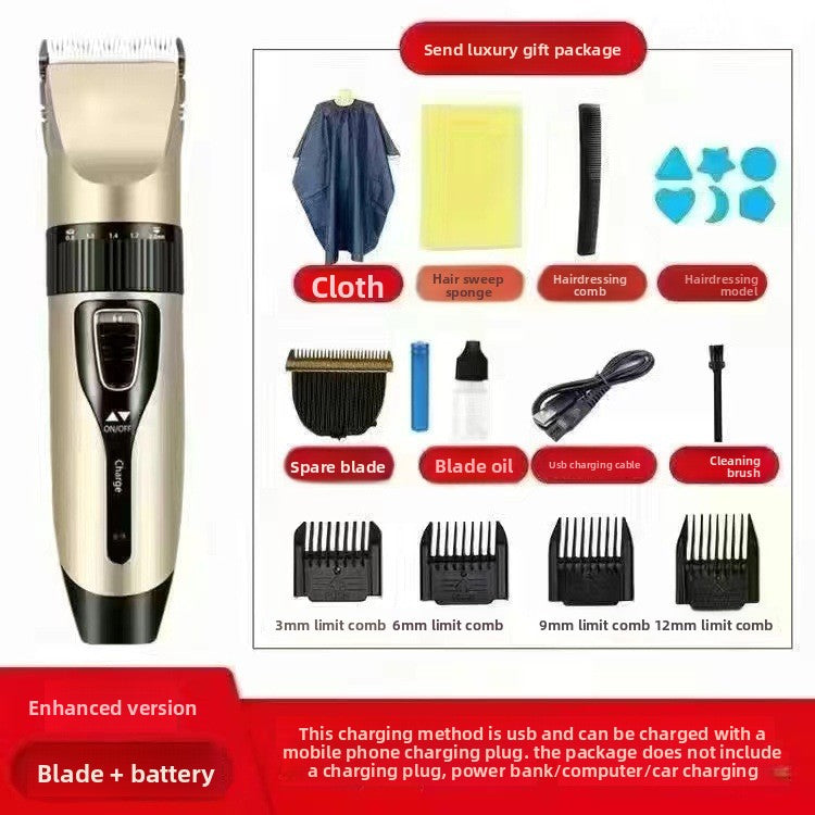 Rechargeable Electric Hair Clipper with Ceramic Blades