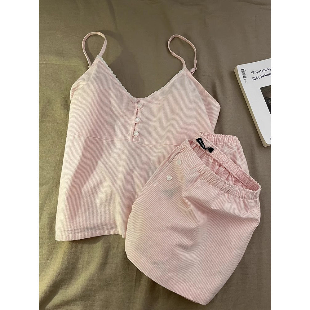 Womens Cloud Cotton Suspender Pajama Set