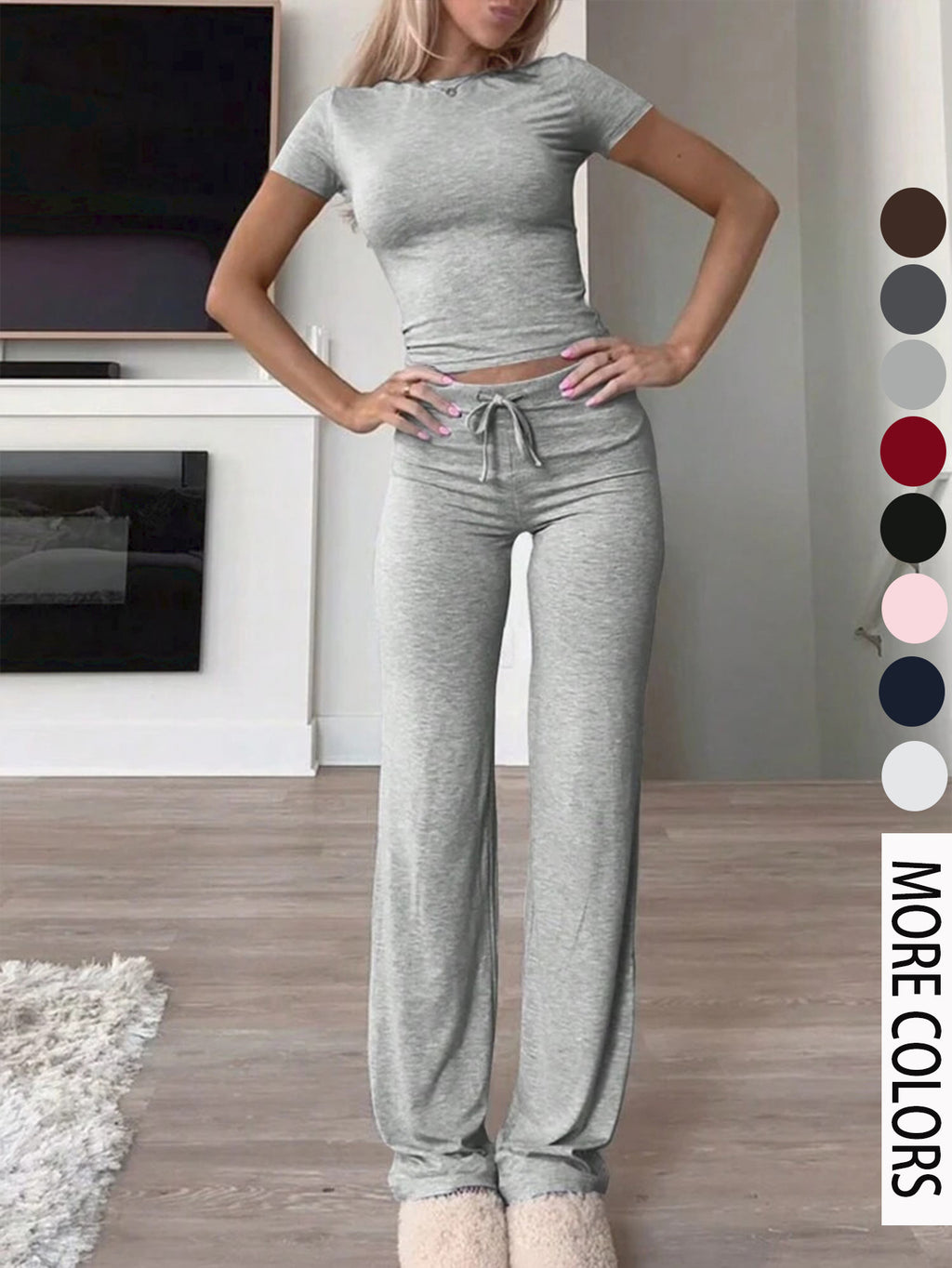 Casual Cotton Blend Two-Piece Set