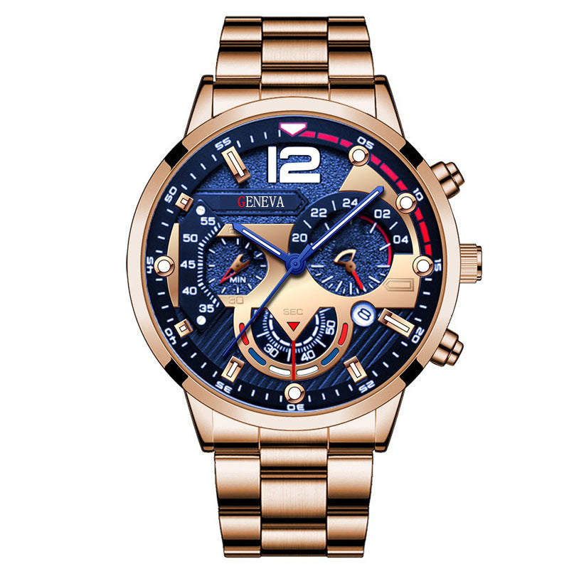 Men's Fashion Stainless Steel Quartz Wrist Watch with Calendar