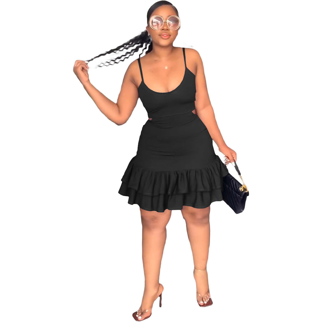 Sling Ruffle Hem Sheath Dress