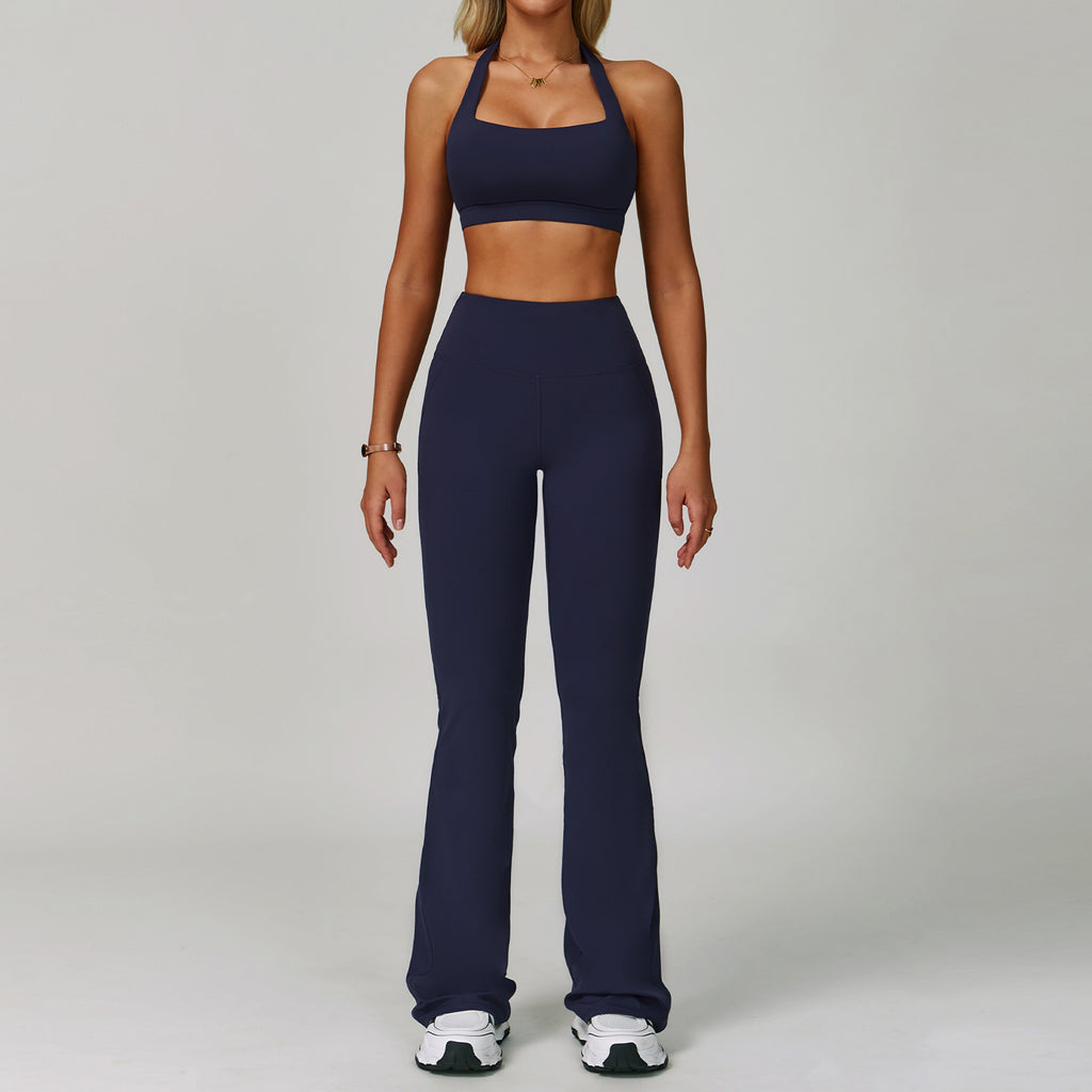Womens Backless Yoga Fitness Set High-Intensity Sportswear