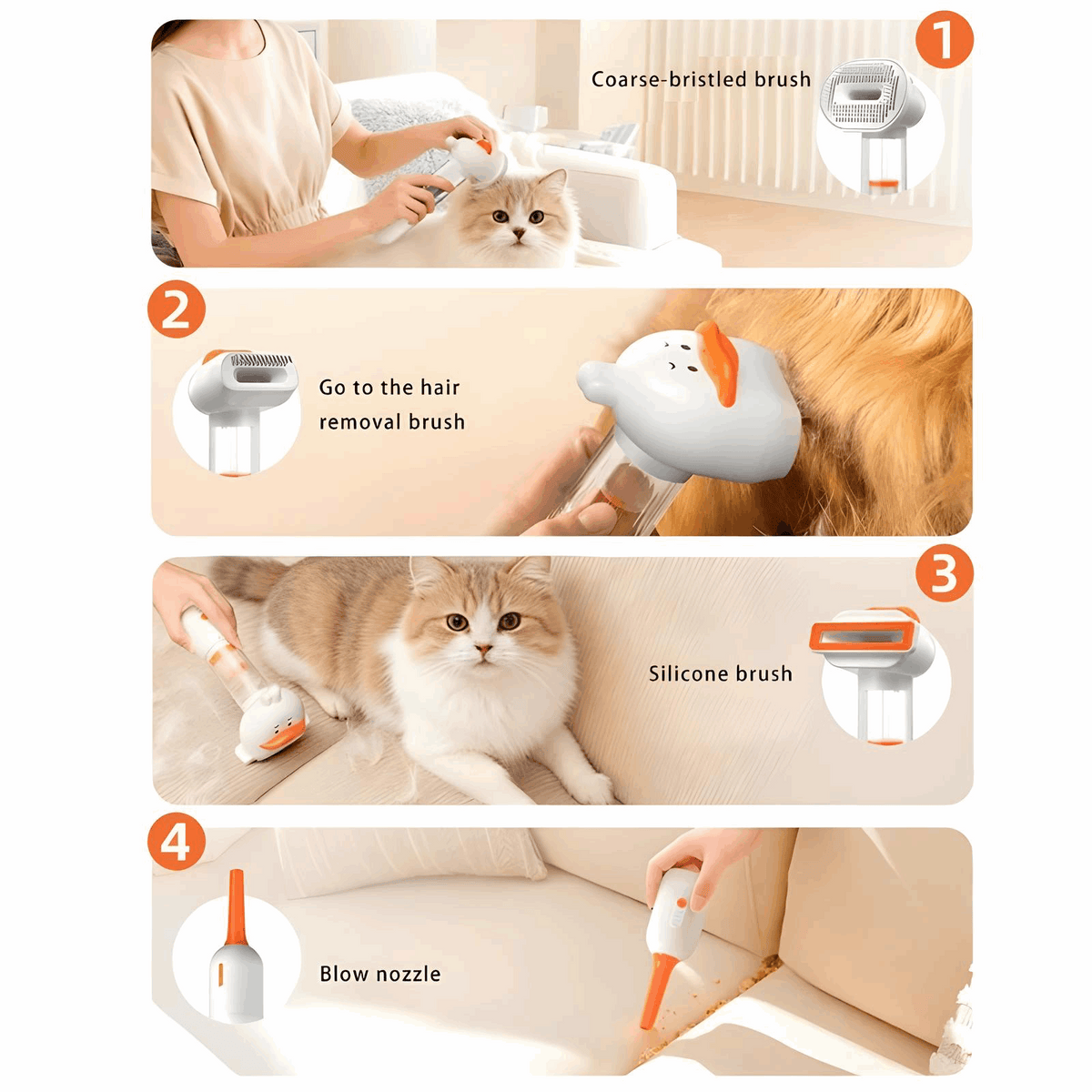 4-in-1 Electric Pet Hair Removal Brush