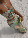 Floral Print Halter Neck Summer Dress