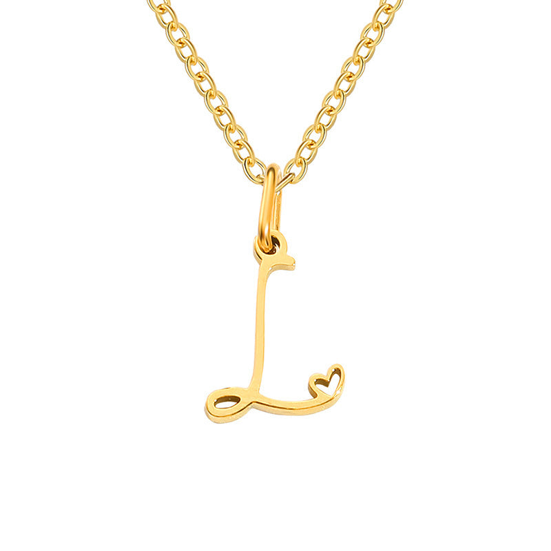 Alphabet Letter Stainless Steel Necklace