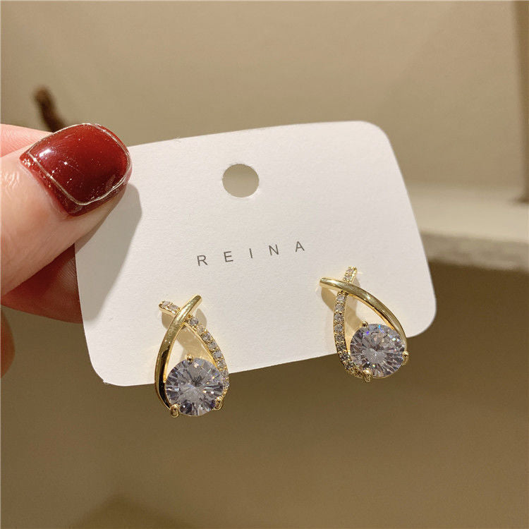 Geometric Diamond Cross Earrings