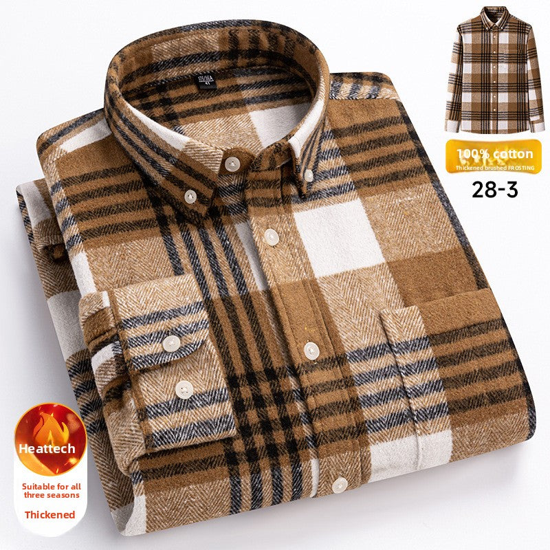 Mens Brushed Plaid Long Sleeve Shirt