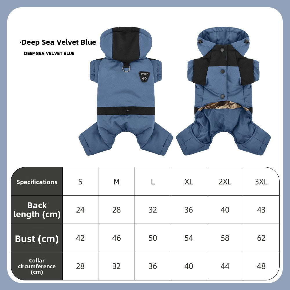 Dog Four-Legged Warm Jacket with Hood
