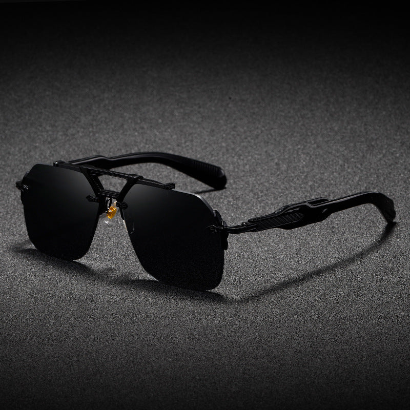 Metal Double Beam Large Frame UV Protection Sunglasses
