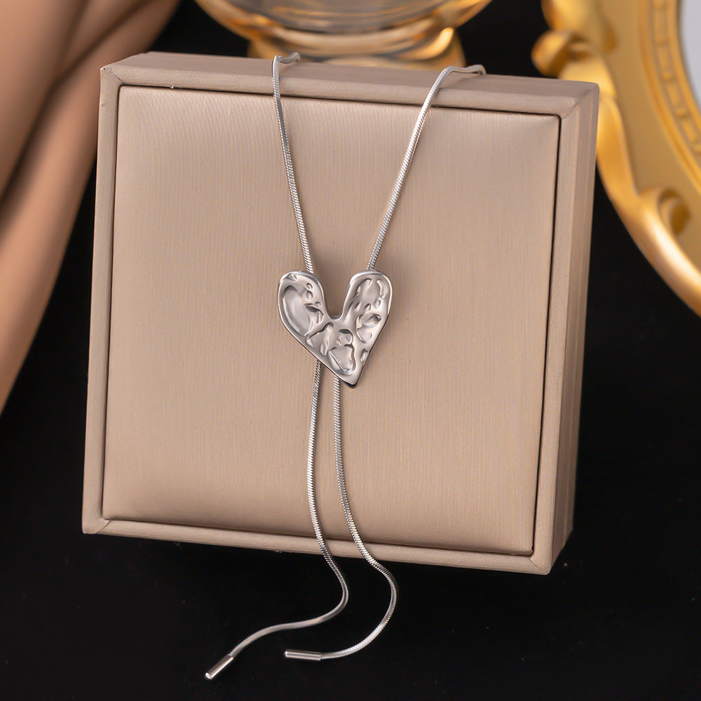 Titanium Steel Heart-Shaped Necklace for Women Fashion Heart Pendant Necklace