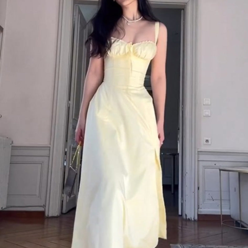 Floral Neck Slit Flared Dress