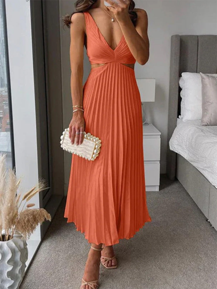 Elegant Pleated Sleeveless Dress