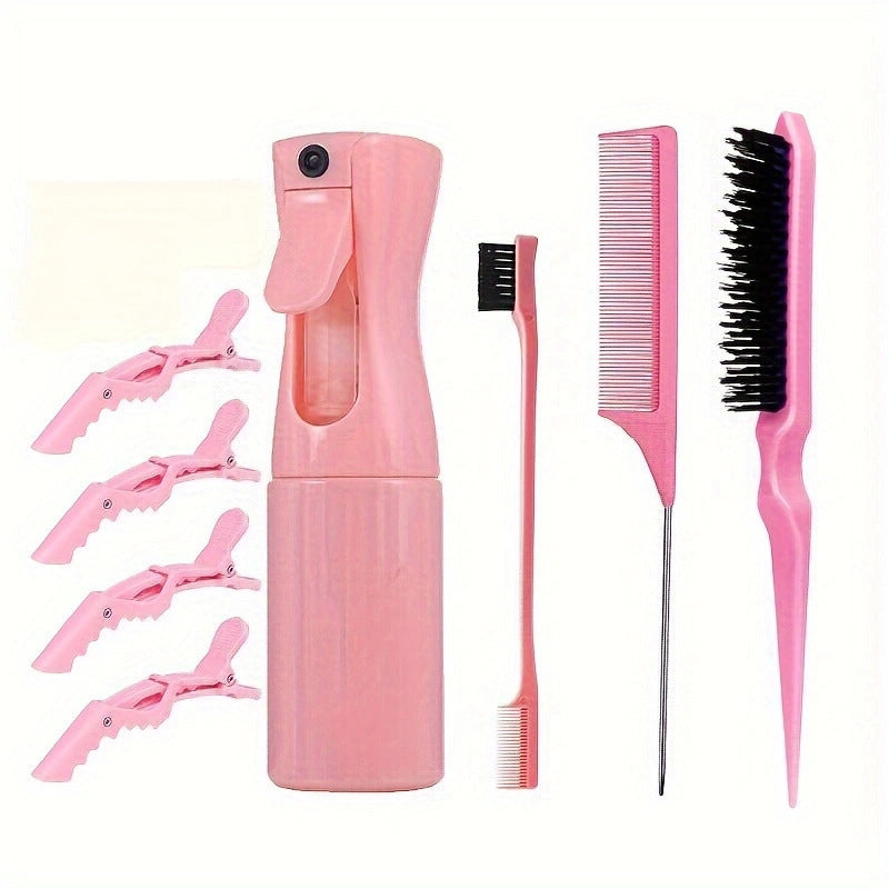 Hair Styling Comb Set with Spray Bottle and Eyebrow Brush