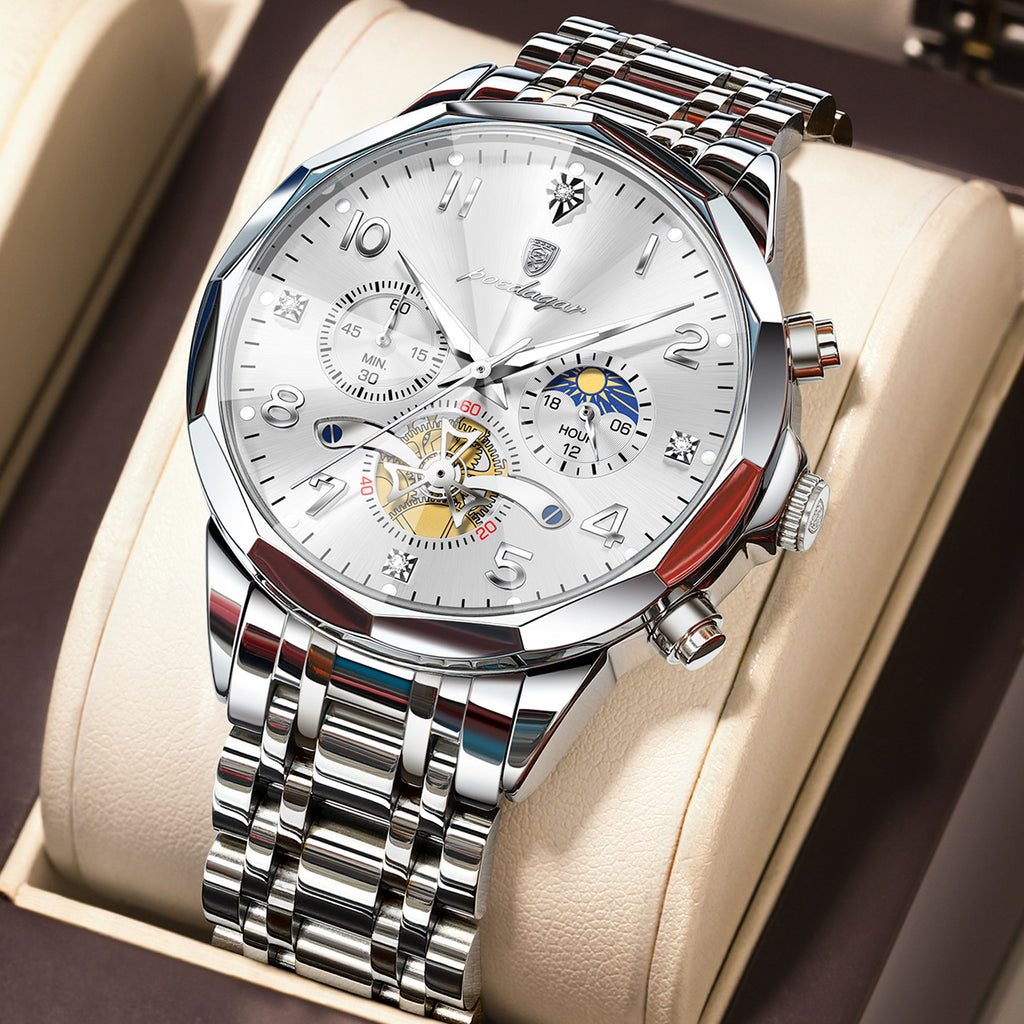 Multifunctional men's waterproof luminous chronograph business casual wristwatch