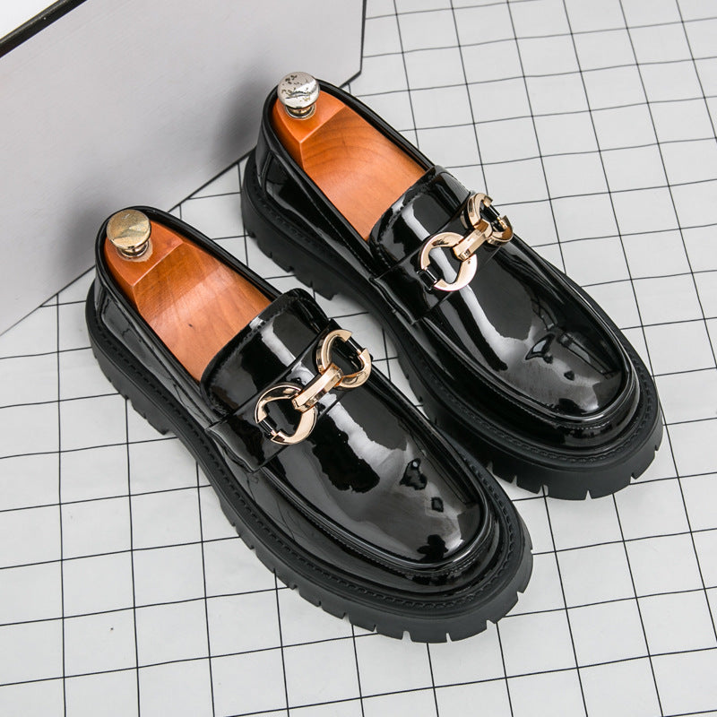 Mens Casual Leather Shoes with Horse Buckle