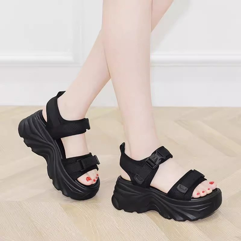 Women's Chunky Platform Non-Slip Beach Sandals, Soft Fabric Summer Dad Sandals