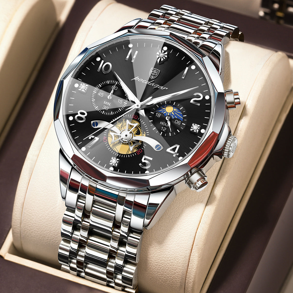 Multifunctional men's waterproof luminous chronograph business casual wristwatch