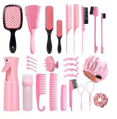 Hair Styling Comb Set with Spray Bottle and Eyebrow Brush