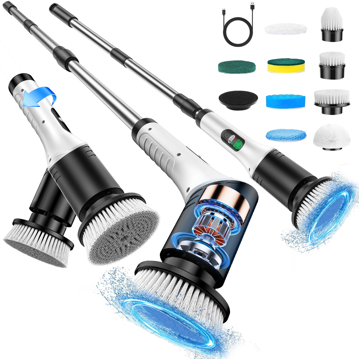 Electric Digital Display Multi-Functional Cleaning Brush