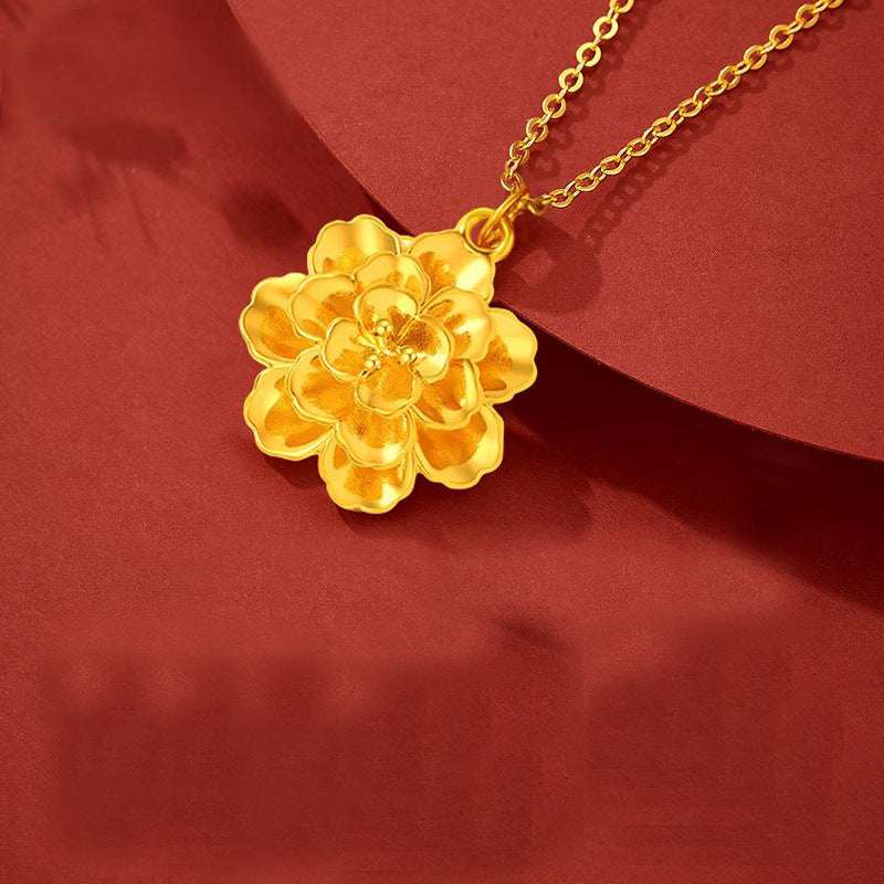Peony Flower Pendant Necklace