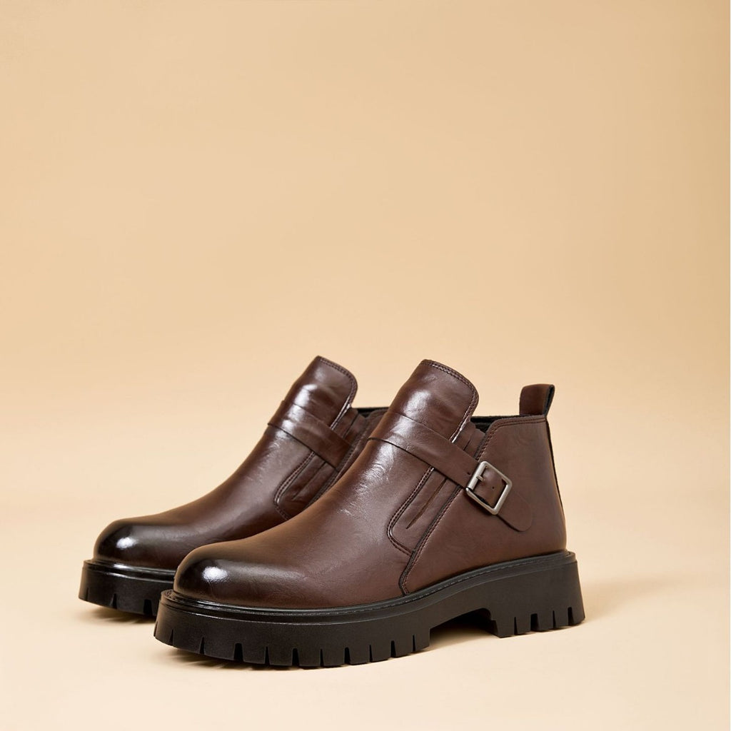 Mens Retro Chelsea Boots Thick Sole Slip-On