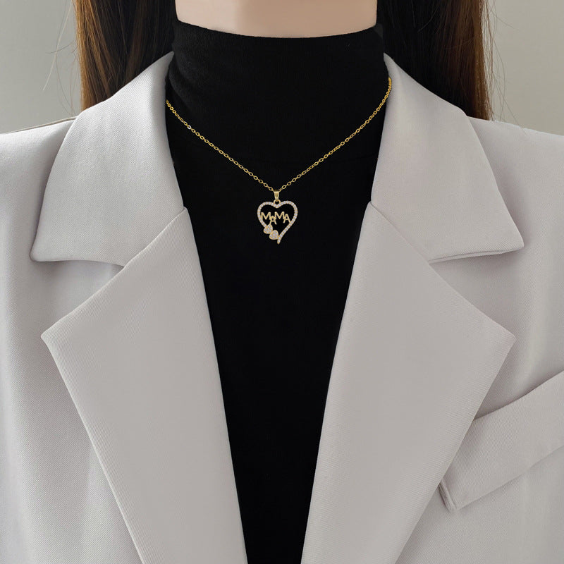 Elegant Micro-Inlaid Zircon Titanium Steel Necklace