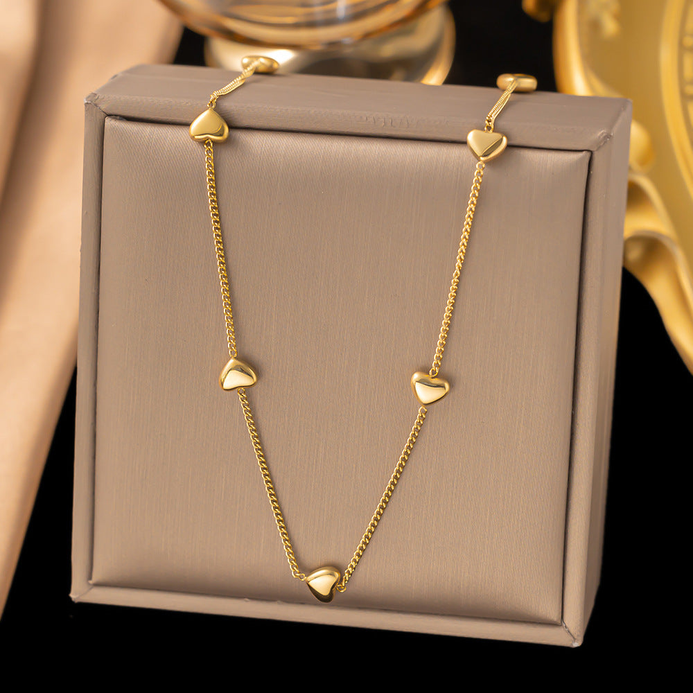 Titanium Steel Heart-Shaped Necklace for Women Fashion Heart Pendant Necklace
