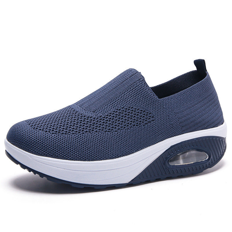 Women Breathable Fly-Knit Slip-On Rocking Shoes with Air Cushion