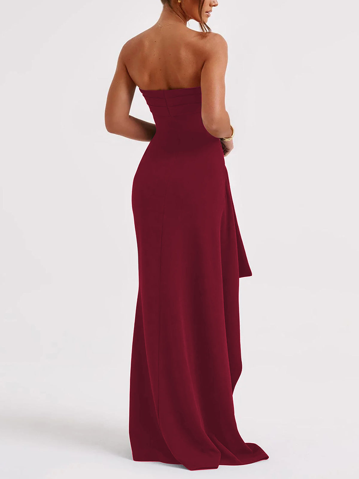 Womens One-Line Collar Tube Top Long Dress
