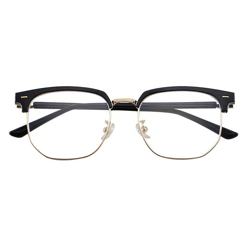 Retro Half-Frame Glasses with Anti-Blue Light Lenses