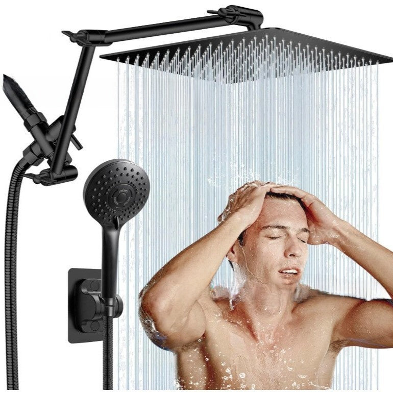 Stainless Steel Shower Set with 8 Functions and Extension Rod