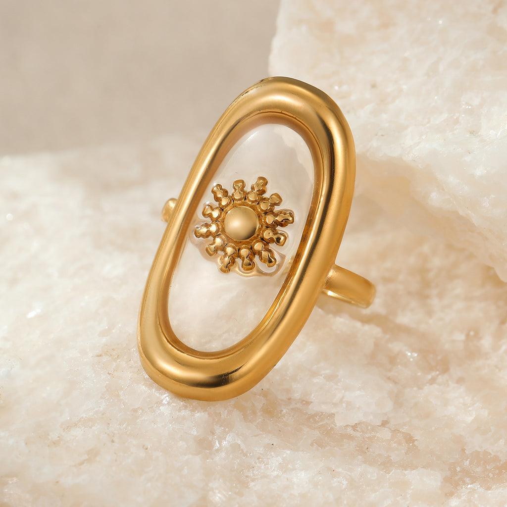 Stainless Steel Gold Plated Geometric Ring
