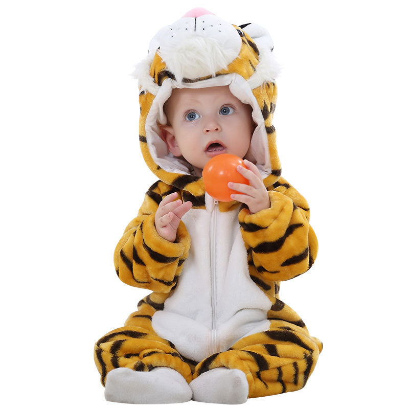 Children Flannel Romper with Animal Design